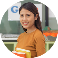 Student in an online tutoring session
